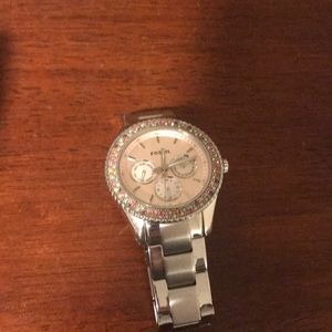 Silver fossil watch